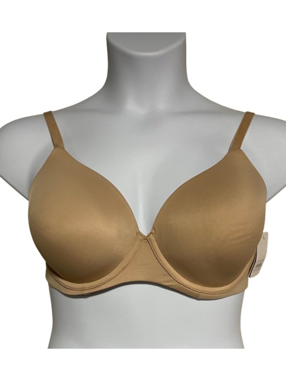 Auden Lightly Lined Comfort Wire Bra 36D Pearl Tan Adj Straps Full Coverage